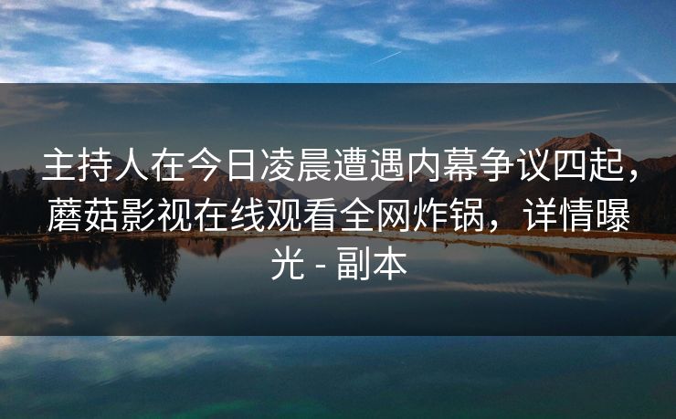 主持人在今日凌晨遭遇内幕争议四起，蘑菇影视在线观看全网炸锅，详情曝光 - 副本