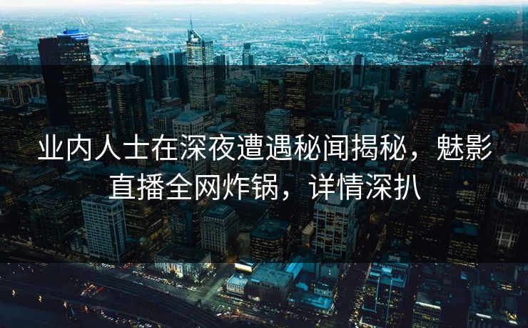 业内人士在深夜遭遇秘闻揭秘,魅影直播全网炸锅,详情深扒 业内人士在深夜遭遇秘闻揭秘,魅影直播全网炸锅,详情深扒