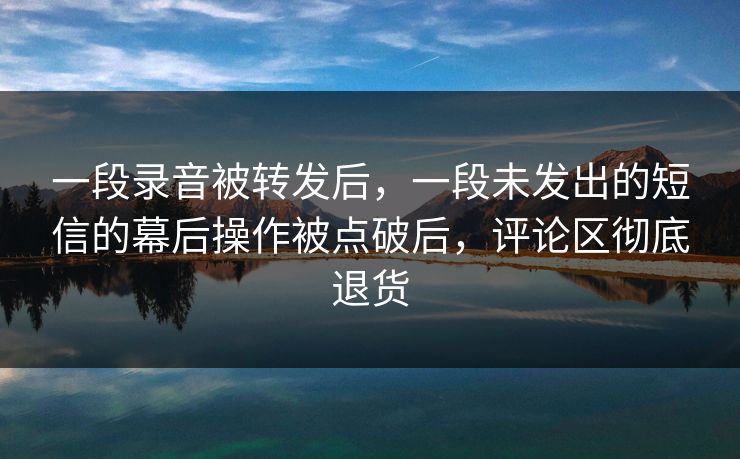 一段录音被转发后，一段未发出的短信的幕后操作被点破后，评论区彻底退货