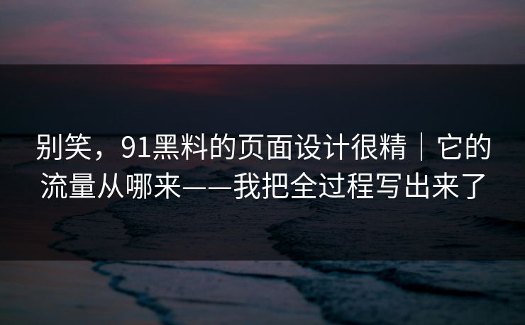 别笑，91黑料的页面设计很精｜它的流量从哪来——我把全过程写出来了